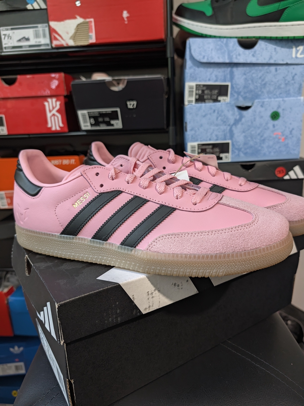Adidas Samba Messi Pink With Black Stripes